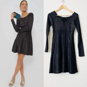 Tuckernuck Hyacinth House SMALL Selena metallic knit long sleeve mini dress